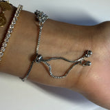 Adjustable Silver Flower Bracelet