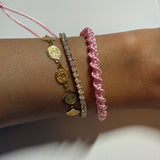 Pink Thread Tied Bracelet/Anklet (larger size)