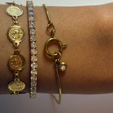 Gold Dainty Jewel Bracelet Large Clasp