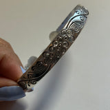 Adjustable Silver Bangle (flower design)