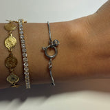 Dainty Silver Jewel Bracelet Large Clasp