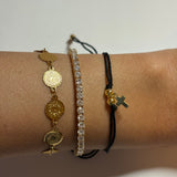 Black Dainty Cross Thread Bracelet